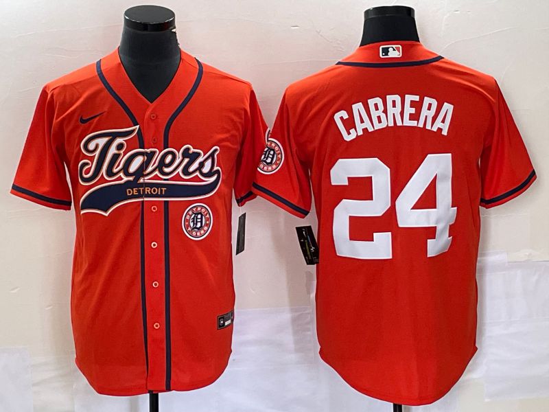 Men Detroit Tigers #24 Cabrera Orange Joint Name 2025 Nike MLB Jersey style 2